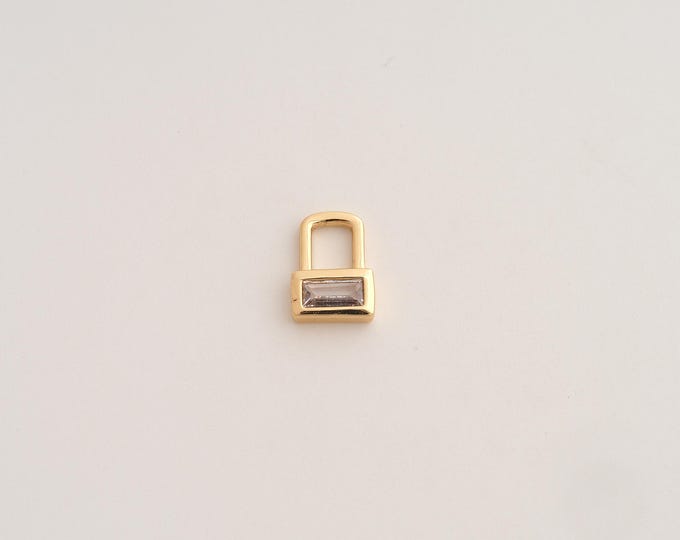 18K Gold Filled Square Charm,Dainty Square Pendant,CZ Square Pendant ,DIY Jewelry Supplies,9.2x6.8x2mm