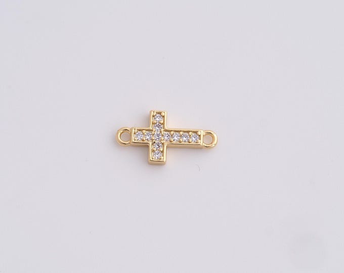 1PCS Cross Connector Stripe Cross Cubic Zirconia Cross Connector, Used for Bracelet Necklace Jewelry Supply DIY Jewelry 14.7x7.7x2mm