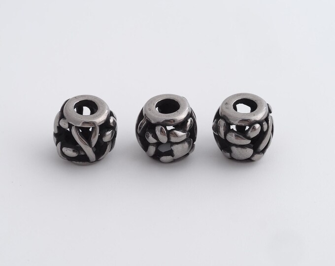 1 pcs Stainless Steel Retro Ball Spacer Beads,Silver Round Beads,Ball Beads DIY Bracelet Necklace Earrings Jewelry Making,10x9.5mm