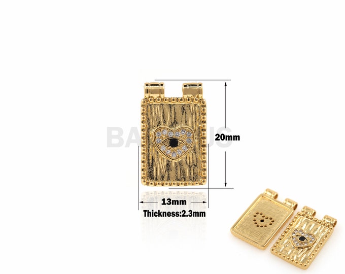 1PCS Love Eye Pendant Square Necklace Jewelry Love Charm Magic Eye Charm Cubic Zirconia DIY Jewelry Making Supplies 20x13x2.3mm