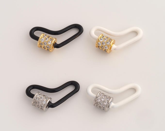 Gold Enamel Carabiner Screw Clasp,18K Gold Filled Carabiner Clasp,CZ ScrewClasp,DIY Jewelry Supplies,24.7x13.5x7.3mm