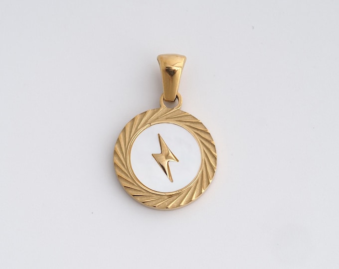 Stainless Steel Lightning Pendant,Lightning Charms,Enamel Lightning Charm Bracelet Necklace for DIY Jewelry Making Supply,23x15x1.8mm