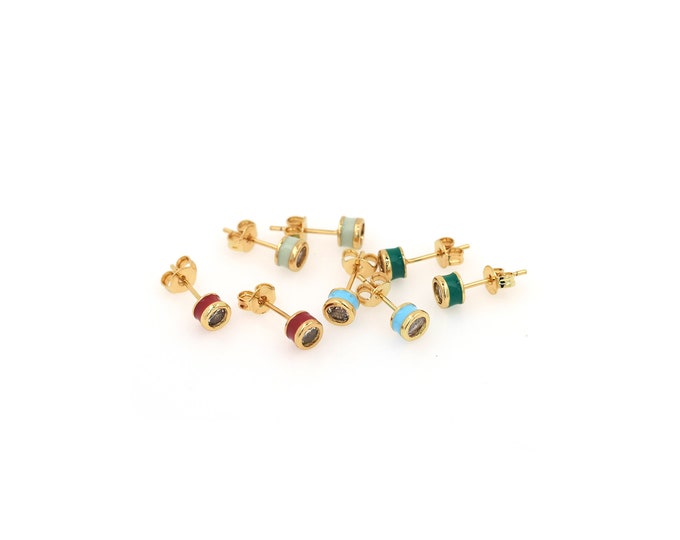 1 pair 18K Gold Filled Round Stud Earrings,Gold Dainty Round Stud Earrings,Simple Stud Earrings,Gift for Her