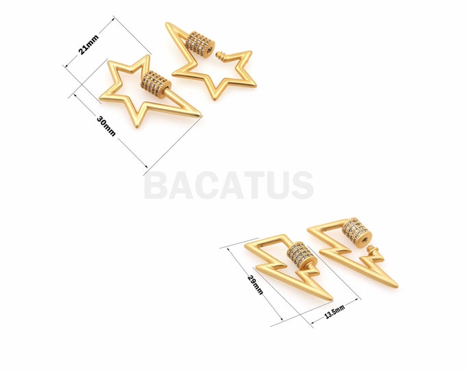 Gold Plated Brass Star Screw Clasp Lock,Screw Clasp Charm, Star Clasp Carabiner Lock,Suitable For Jewelry Making Supplies