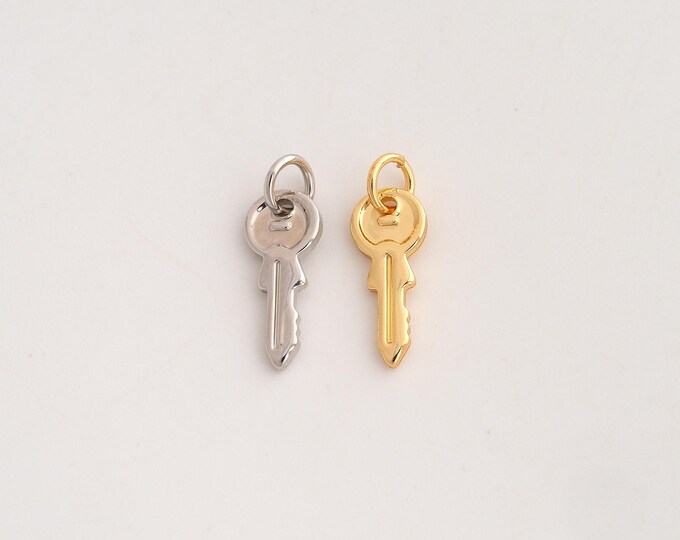 5 pcs 18K Gold Filled Key Charm,Dainty Key Pendant,Key Pendant ,DIY Jewelry Supplies,18.4x6.3x1.5mm