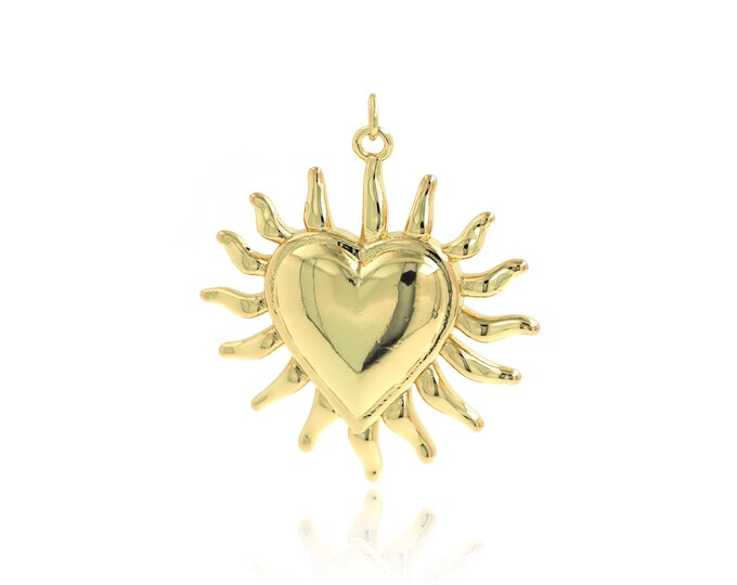 Heart Pendant,18K Gold Filled Love Necklace,Sun Pendant, DIY jewelry Making Accessories,43.2x36.5x5/30.2x25x3.6mm