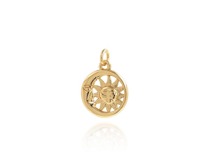 5 pcs Moon Pendant,18K Gold Filled Celestial Necklace, Sun Pendant, DIY jewelry Making Accessories,16.3x11.4x1.9mm