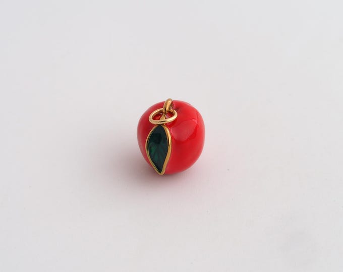 Stainless Steel Apple Pendant,Enamel Fruit Charms,Apple Charms for DIY Jewelry Making Supply,13.6x11.6x9.2mm