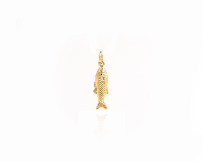 18K Gold Filled Fish Pendant,Gold Dainty Fish Charms,Fish Charm Bracelet Necklace DIY Jewelry Making Supply,23x5.5x4mm