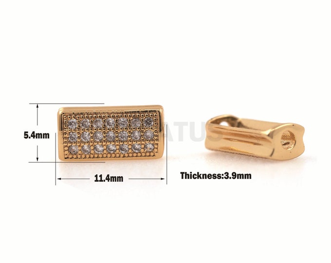 1pcs Micro-pave Knotted Beads, Adjustable Knotted Closed Bracelet Rectangular Beads, Bracelet Spacer Beads 5x11x4mm