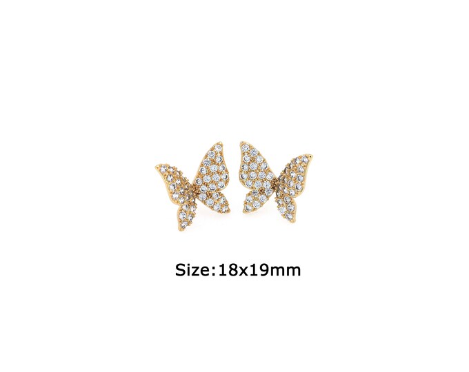 1 pair 18K Gold Filled Butterfly Stud Earrings,Gold Dainty Butterfly Stud Earrings,Simple Stud Earrings,Gift for Her