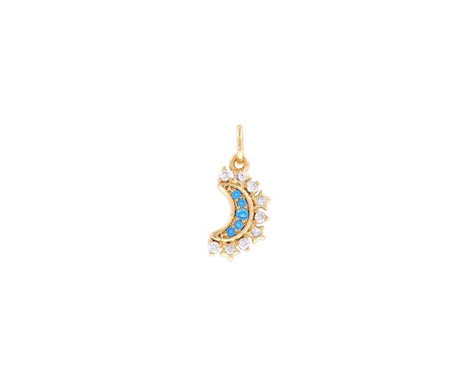 18K Gold Filled Moon Pendant,Dainty Moon Pendant Charms,Simple pendant Bracelet Necklace for DIY Jewelry Making Supply,16.7x6.8x1.6mm