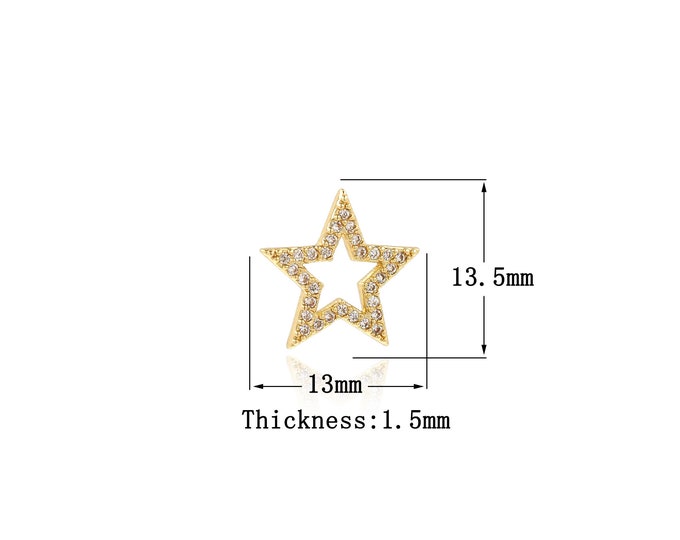 18K Gold Filled Star Pendant, Gold Dainty Star Charms,Simple pendant Bracelet Necklace for DIY Jewelry Making Supply