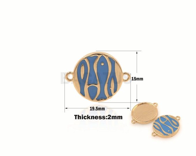 1pcs Enamel Fish Connector, Fish Pendant, Ocean Charm, Enamel Blue Connector, Suitable For Jewelry Making Supplies 19.5×15×2mm
