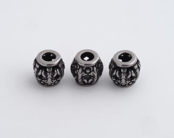 1 pcs Stainless Steel Retro Ball Spacer Beads,Silver Round Beads,Ball Beads DIY Bracelet Necklace Earrings Jewelry Making,9.4x9.2mm