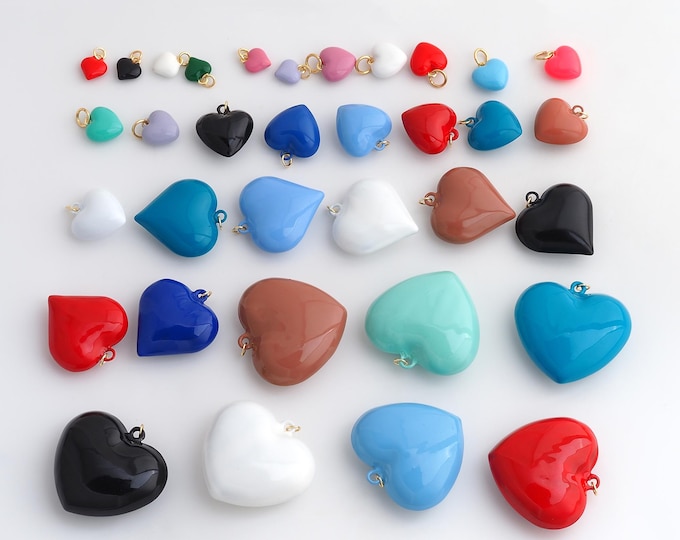 18K Gold Filled Heart Pendant,Enamel Love Charms,Heart Charm DIY Jewelry Making Supply
