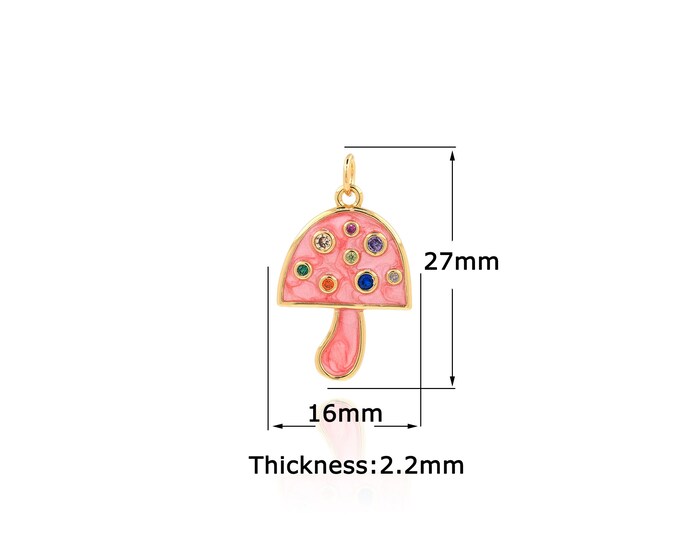 18K Gold Filled Mushroom pendant,Gold Dainty Mushroom Charms,Simple pendant Bracelet Necklace for DIY Jewelry Making Supply