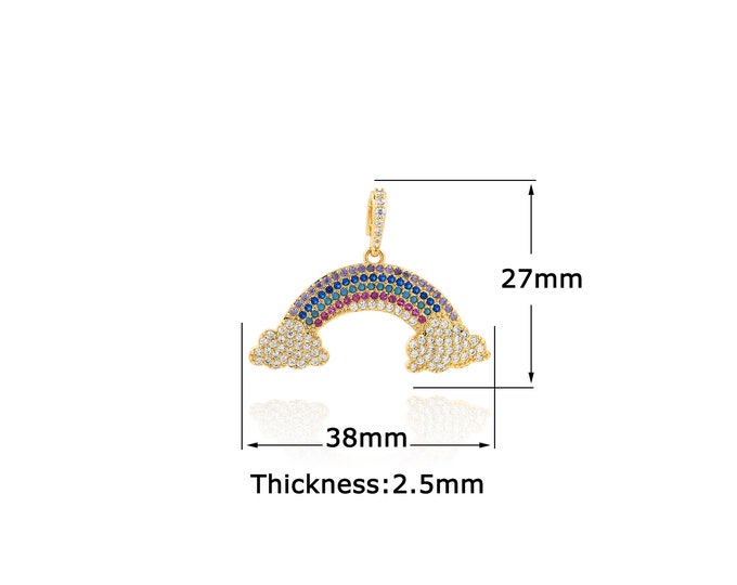 18K Gold Filled Rainbow pendant,Gold Dainty Rainbow Charms,Simple pendant Bracelet Necklace for DIY Jewelry Making Supply