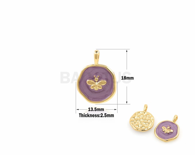 1Pcs Irregular Disc Pendant Enamel Coin Jewelry Necklace Bee Insect Jewelry Accessories Suitable for Bracelet Necklace Jewelry 18x13.5x2.5mm