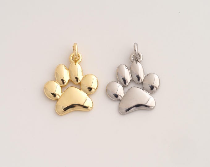 18K Gold Filled Paw Print Charm,Dainty Animal Foot Pendant,Paw Print Pendant ,DIY Jewelry Supplies,22.3x16.7x2mm