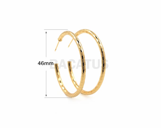 1Pair C-Shaped Earrings 18K Gold-Plated Hypoallergenic C-Shaped Earrings, Round Earrings, Geometric Earring Accessories 46x46mm