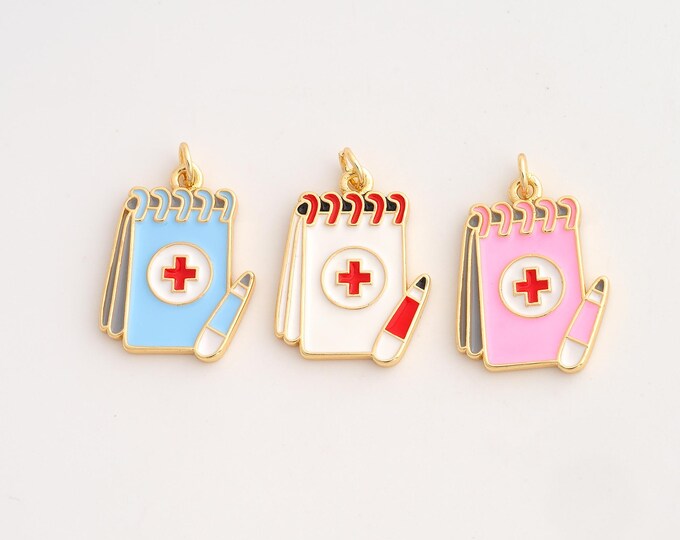 18K Gold Filled Book Charm,Dainty Enamel Book Pendant,Book Pendant ,DIY Jewelry Supplies,25.5x17x2mm