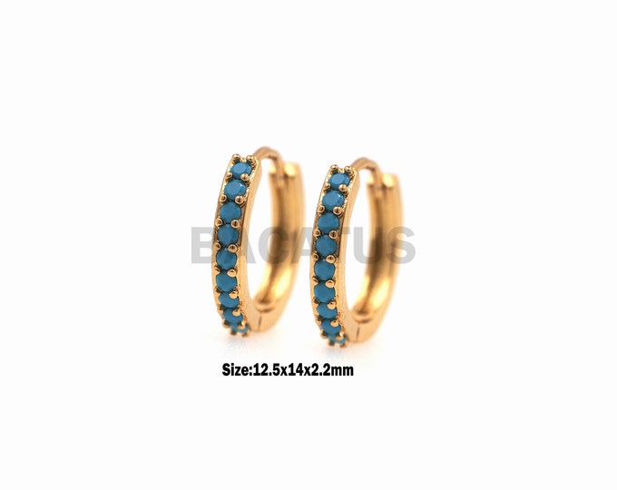 1Pair Zircon Earrings, Piercing Diamonds, Nasal Septum Cartilage Earrings, Steel Nose Ring Hoop Earrings, Nasal Earrings 12.5x14x2.5mm