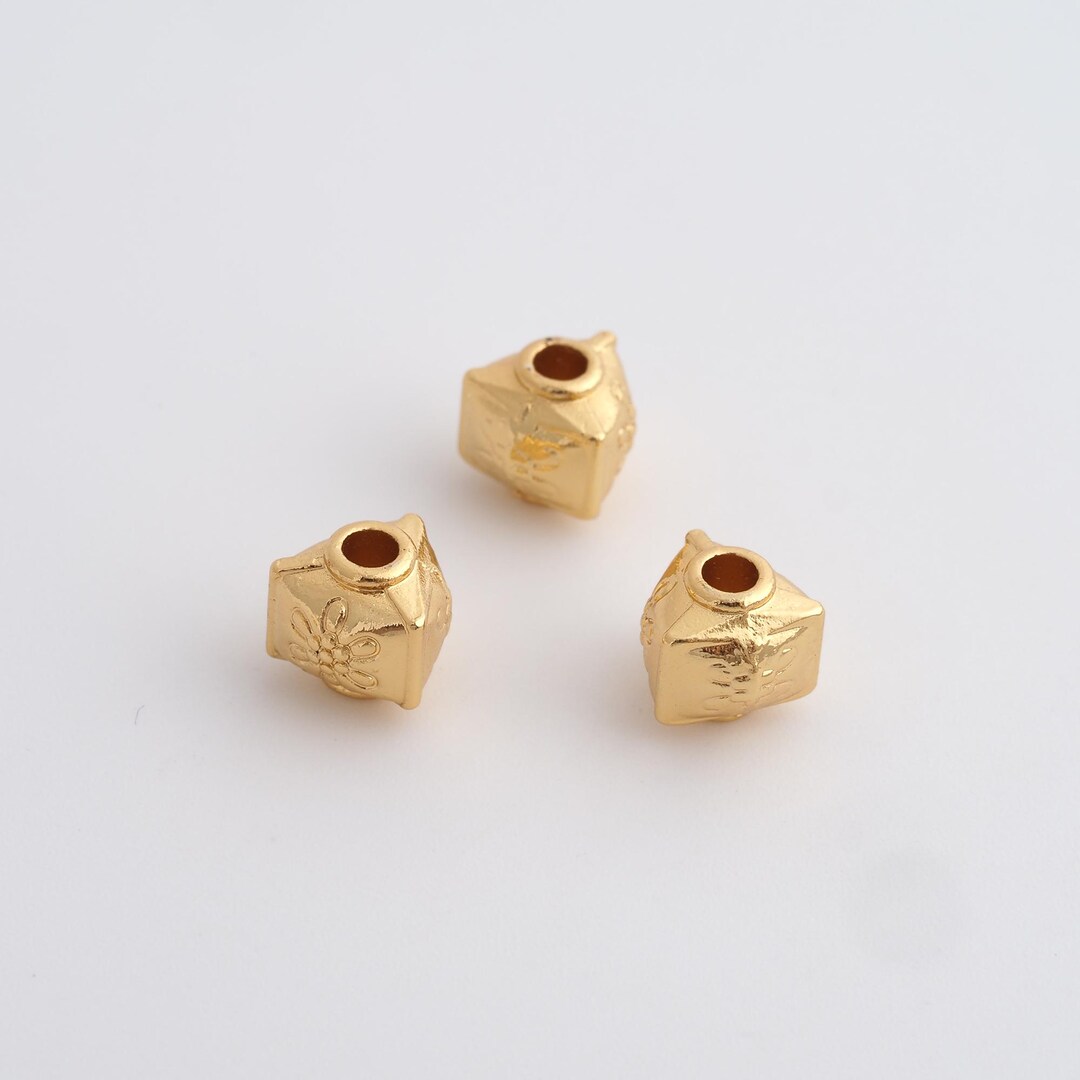 Triangular Bead 5 PCS 18K Gold Filling Triangular Beads, Straight Beads, Three ...