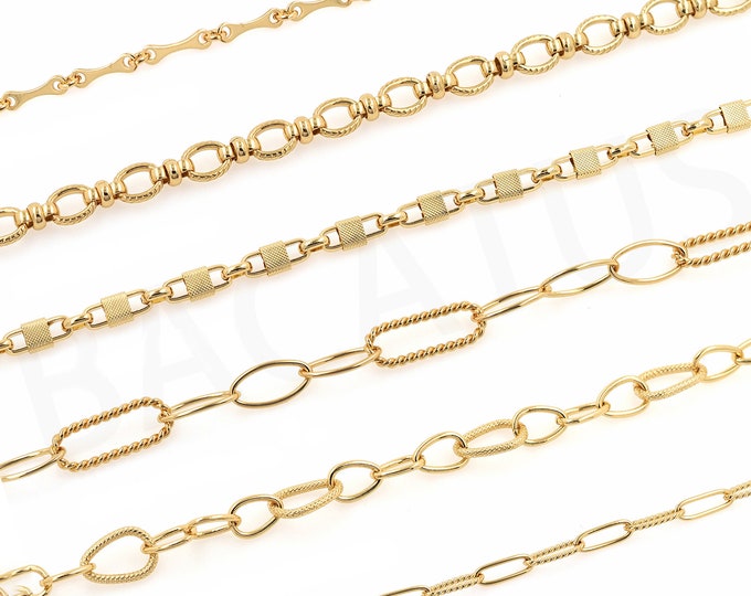 1 Meter 18K Gold Filled Gold Chain, Semi-Finished Necklace And Bracelet Making Supplies DIY Gold Chain,Discovery Chain,
