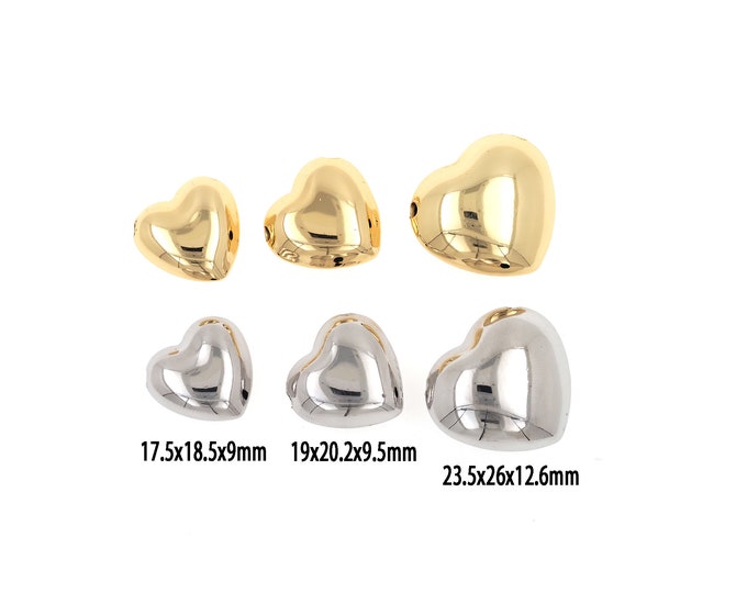 18K Gold Filled Heart Beads ,Love Beads,Gold Heart Bead,DIY Gold Jewelry Making