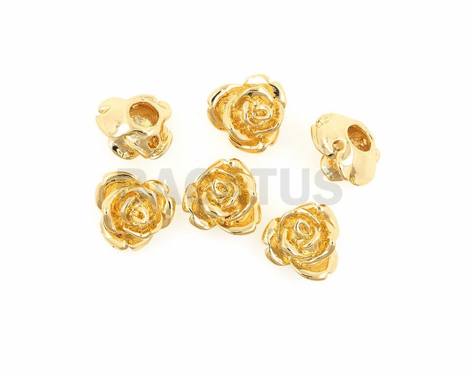 18K copper flower-shaped spacer beads, rose spacer beads, DIY jewelry bracelet necklace flower charm accessories 1pcs