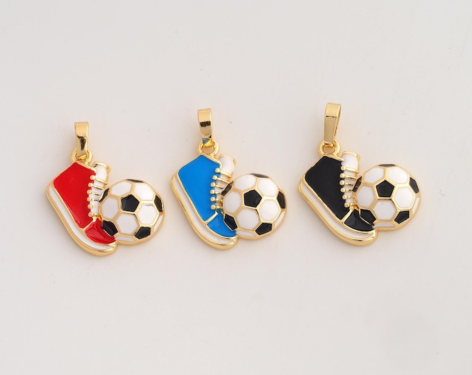18K Gold Filled Football Charm,Dainty Enamel Sports Pendant,Sneaker Pendant ,DIY Jewelry Supplies,24x15.4x5mm