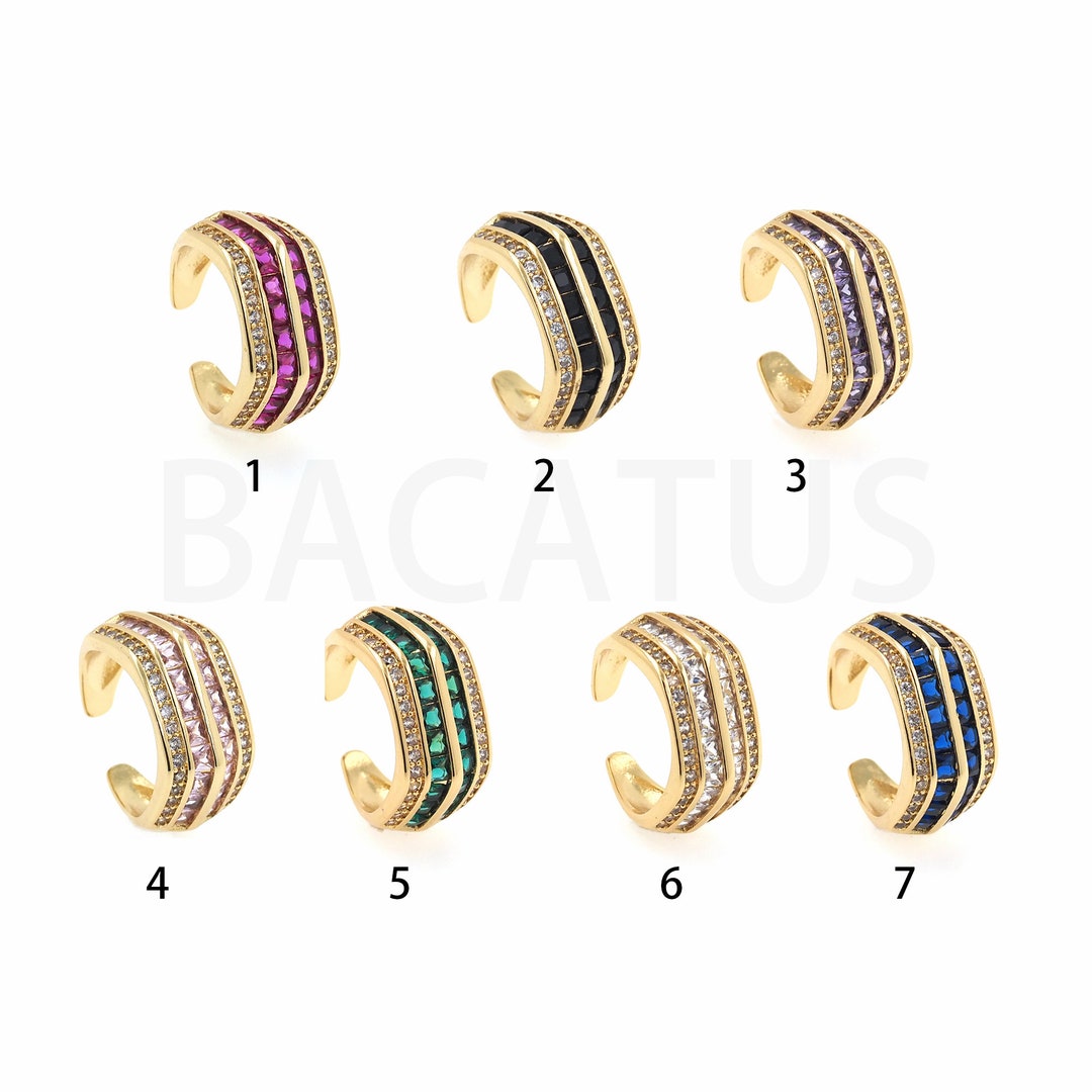Artificial Stackable Rings Adjustable Ring, 18K Gold Filled Thin Round Ring, Micropave CZ Fake ...