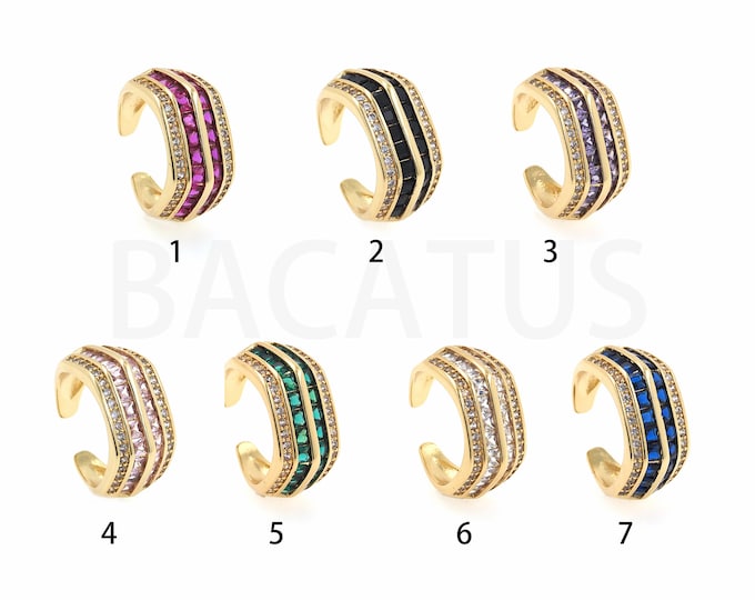 Adjustable Ring, 18K Gold Filled Thin Round Ring, Micropave CZ Fake Diamond Ring,Open Ring, Stackable Ring, Dailty Ring
