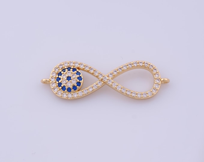 Infinity Connectors, 18K Gold Filled Number 8 Connectors, Micropavé CZ Infinity Connectors, DIY Jewelry Supplies,40x12.3x3.5mm
