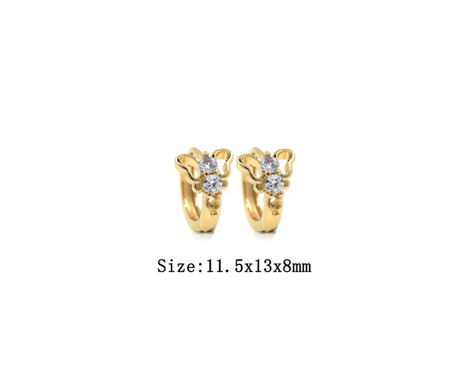 1pair 18K Gold Filling Butterfly Earring,Gold Dainty Round Earring,Simple Earrings,Gift for Her