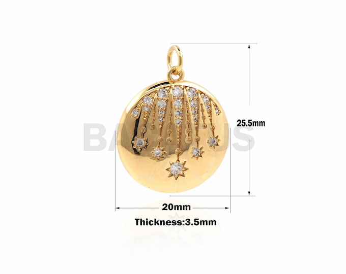 1PCS  Round Meteor Necklace, star charm, star pendant, suitable for necklace earring accessories 25.5×20×3.5mm