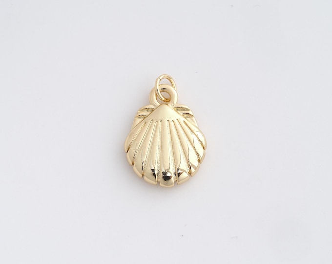 Shell Pendant,18K Gold Filled Oyster Necklace, Micropavé CZ Shell Pendant, DIY jewelry Making Accessories,21.7x14.6x3.8mm