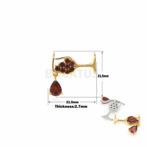 1pcs Rosso Zircone Vino Vetro Pendente Oro Tono Vino Rosso Bracciale Alto Pendente Collana Pendente Gioielli Forniture Oggetti Artigianali Orecchini