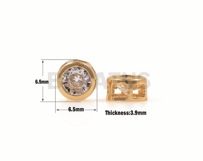 1PCS CZ Round Beads, Single CZ Charm, Single Zircon Charms, Suitable For Jewelry Making 6.5x3.9mm