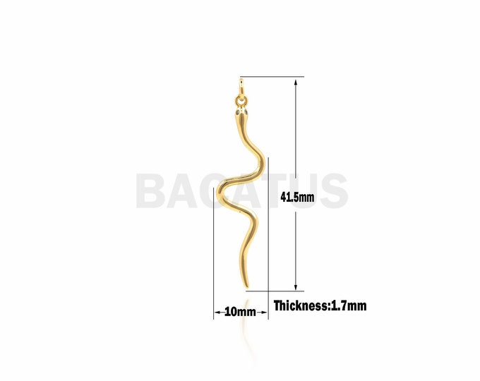 Shiny Gold Snake  necklace，Snake charm,snake connector jewelry，Animal Charms of Gold Plated Findings  41.5*10*1.7 mm 1PCS