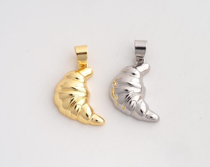 18K Gold Filled Croissant Charm,Dainty French Bread Pendant,Bread Pendant ,DIY Jewelry Supplies,27x16.8x5.8mm