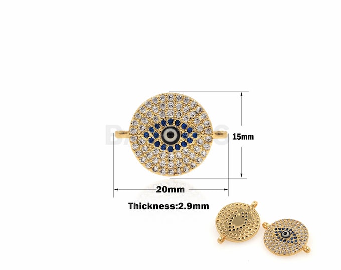 1PCS 18K Micro-Pave Eye Connector, Suitable For Bracelet/Necklace Making Supplies, Cubic Zirconia Eye Connector 15x20x2.9mm