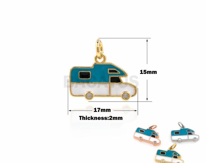 1PCS Suitable For Bracelets, Necklaces, Jewelry, Car Pendants, Enamel Charm, Cubic Zirconia, Vehicle Charm, 18K Gold Filling 15x17x2mm