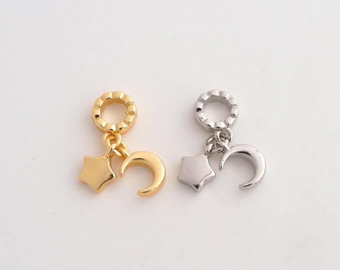 18K Gold Filled Moon Star Charm,Dainty Celestial Pendant,Star Moon Pendant ,DIY Jewelry Supplies,19x13.2x2.5mm