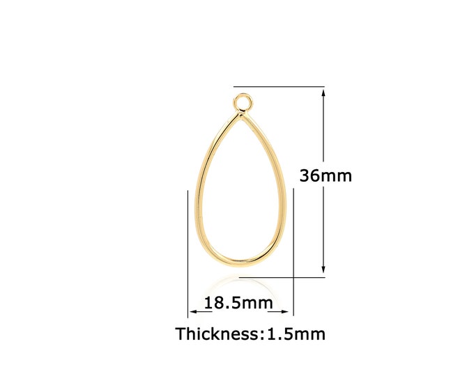 18K Gold Filled Water Drop Pendant,Gold Dainty Line Charms,Water Drop Charm Bracelet Necklace for DIY Jewelry Making Supply