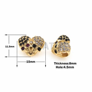 1pcs Double skull beads, cubic zirconium hydroxide skull loose beads, wholesale skull beads 11.5x15x8mm