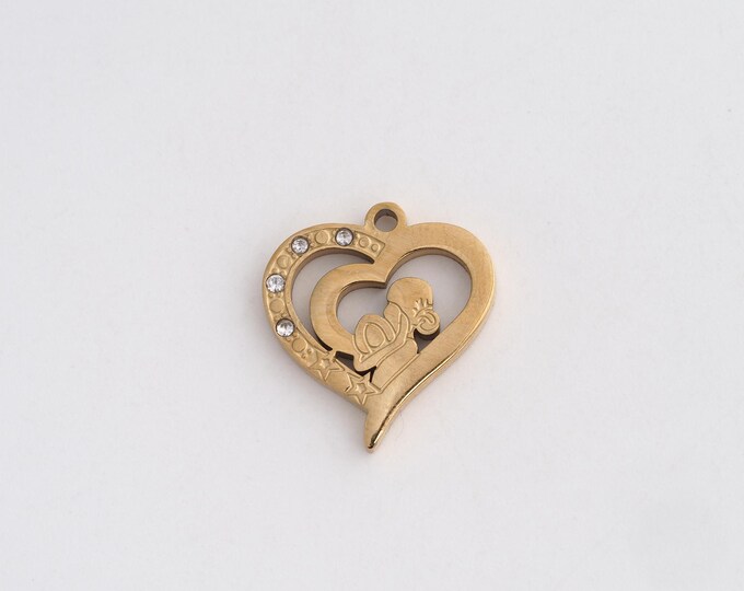 Stainless Steel Heart Pendant,Love Charms,Heart Charm Bracelet Necklace for DIY Jewelry Making Supply,17.2x16x1.8mm