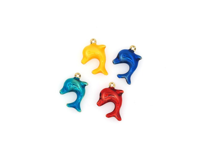 18K Gold Filled Dolphin pendant,Gold Dainty Dolphin Charms,Simple pendant Bracelet Necklace for DIY Jewelry Making Supply