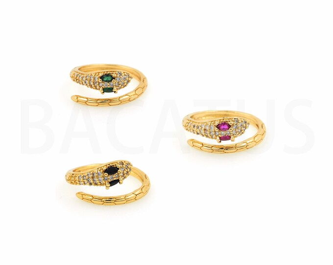 18K Gold Filled Snake Ring,Gold Dainty CZ Open Ring,Simple Ring,Gift for Her